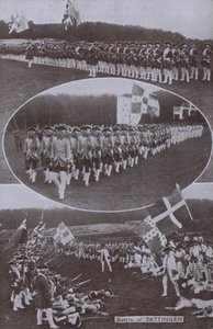 1743 में ऑस्ट्रियाई उत्तराधिकार के युद्ध के दौरान बवेरिया में लड़े गए डेटिंगन की लड़ाई का पुन: अधिनियमन (बी / डब्ल्यू फोटो) द्वारा अंग्रेजी फोटोग्राफर