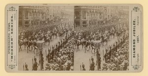 28 जून 1897 को रानी विक्टोरियास डायमंड जुबली का त्रिविम प्रिंट द्वारा अंग्रेजी फोटोग्राफर