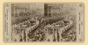 28 जून 1897 को रानी विक्टोरियास डायमंड जुबली का त्रिविम प्रिंट द्वारा अंग्रेजी फोटोग्राफर
