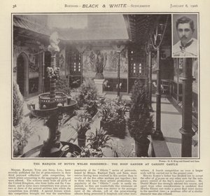 बुटे के वेल्श निवास का मार्क्विस: कार्डिफ़ कैसल में छत का बगीचा (बी / डब्ल्यू फोटो) द्वारा अंग्रेजी फोटोग्राफर