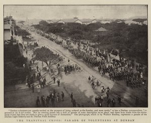 द ट्रांसवाल क्राइसिस, डरबन में स्वयंसेवकों की परेड द्वारा अंग्रेजी फोटोग्राफर