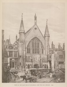 गिल्डहॉल, लंदन, और पुराने पुस्तकालय, 1870 के पूर्वी छोर का दृश्य द्वारा अंग्रेजी फोटोग्राफर