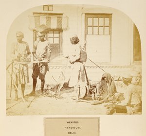 वी। फोर्ब्स वॉटसन द्वारा वीवर्स, हिन्दुओ, दिल्ली, द पीपल ऑफ इंडिया से, 1868 (एल्बम प्रिंट) द्वारा अंग्रेजी फोटोग्राफर