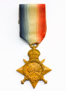 1914-15 स्टार, c.1918 (रेशम रिबन के साथ कांस्य) द्वारा अंग्रेजी स्कूल