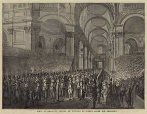 23 अप्रैल 1789, किंग जॉर्ज III अपनी रिकवरी के बाद सेंट पॉल का दौरा (उत्कीर्णन) द्वारा अंग्रेजी स्कूल