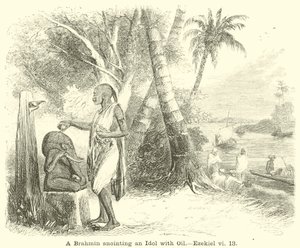 एक ब्राह्मण तेल, ईजेकील, vi, 13 के साथ एक मूर्ति का अभिषेक करता है द्वारा अंग्रेजी स्कूल