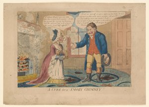 जीएम वुडवर्ड, 1808 (हाथ से उकेरने वाले उत्कीर्णन) द्वारा तैयार एक SMOKY CHIMNEY !! द्वारा अंग्रेजी स्कूल