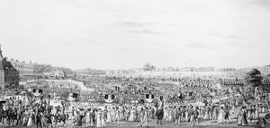 25 मई 1822 को जी, हम्फ्रे द्वारा प्रकाशित बकिंघम पैलेस में महामहिम के ड्राइंग रूम से जाने और वापस आने वाली कंपनी का एक सही प्रतिनिधित्व द्वारा अंग्रेजी स्कूल