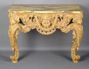 जॉर्ज II कंसोल टेबल, c.1740 (नक्काशीदार गिल्टवुड) द्वारा अंग्रेजी स्कूल