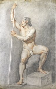 एक पुरुष न्यूड होल्डिंग स्टाफ, c.1770 (कागज पर रंगीन चाक)