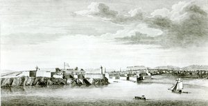 समुद्र से मोरो कैसल और हवाना के शहर की एक संभावना, ब्रिटिश नौसेना के एक अधिकारी द्वारा पियरे चार्ल्स कैनोट द्वारा उत्कीर्ण, 1818 द्वारा अंग्रेजी स्कूल