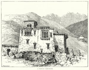 एक तिब्बती फार्म-हाउस (उत्कीर्णन) द्वारा अंग्रेजी स्कूल