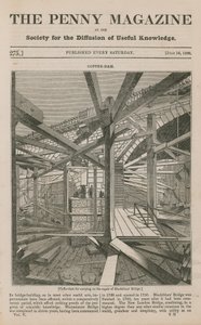 Blackfriars Bridge की मरम्मत के लिए एक कॉफ़र बांध द्वारा अंग्रेजी स्कूल