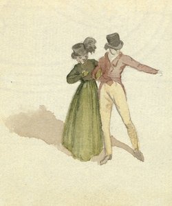 कुछ टहलते हुए, c.1825 (कागज पर wc) द्वारा अंग्रेजी स्कूल