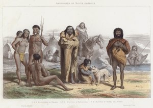 दक्षिण अमेरिका के आदिवासी (रंगीन उत्कीर्णन) द्वारा अंग्रेजी स्कूल