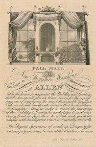 Allens नए फर्नीचर गोदाम, 61 पाल मॉल, लंदन के लिए विज्ञापन करें द्वारा अंग्रेजी स्कूल