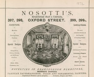 Nosottis फर्नीचर स्टोर, 397-399 ऑक्सफोर्ड स्ट्रीट के लिए विज्ञापन द्वारा अंग्रेजी स्कूल