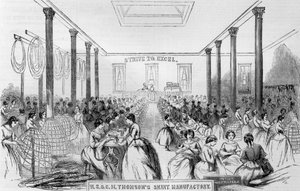 &39;हार्पर्स वीकली&39;, 1859 से थॉमसन के स्कर्ट निर्माण के लिए विज्ञापन द्वारा अंग्रेजी स्कूल