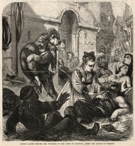 वॉर्थ की लड़ाई के बाद गनस्टेल शहर में घायल हुए लोगों को चिढ़ाती हुई एलेसस महिलाएं द्वारा अंग्रेजी स्कूल
