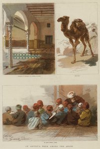 अरबों के बीच एक कलाकार का दौरा (रंग उत्कीर्णन) द्वारा अंग्रेजी स्कूल