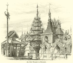 बर्मा में एक मूर्ति मंदिर द्वारा अंग्रेजी स्कूल