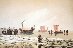 आर्कटिक यात्रा, यात्रा के चित्रण से बाफिन्स बे और बैरो स्ट्रेट्स ..., 1852 (हाथ से रंग के कपड़े)