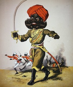 'आर्मी एंड नेवी ड्रोलरीज', मेजर सेकोम्बे द्वारा चित्रण, फ्रेडरिक वार्न एंड कंपनी द्वारा प्रकाशित, c.1875 (कलर लिथो) द्वारा अंग्रेजी स्कूल