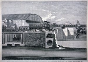 बैजलगेट, द थेम्स तटबंध, 1867 द्वारा अंग्रेजी स्कूल