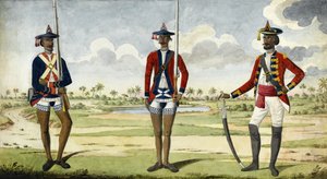 बंगाल आर्मी ट्रूप्स, सी .1785 द्वारा अंग्रेजी स्कूल