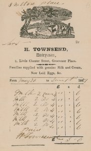 H Townsend, Dairyman से बिल द्वारा अंग्रेजी स्कूल