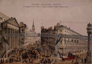 मेंशन हाउस में सड़क पर पुल, c.1862 (एक्वाटिंट) द्वारा अंग्रेजी स्कूल