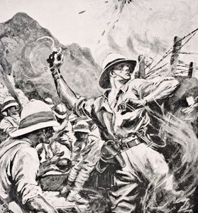 लंदन, 1916 में प्रकाशित &39;द वॉर इलस्ट्रेटेड एल्बम डे-डीलक्स&39; से ब्रिटिश लेफ्टिनेंट डब्ल्यूटी फोरशॉ वीसी द्वारा अंग्रेजी स्कूल
