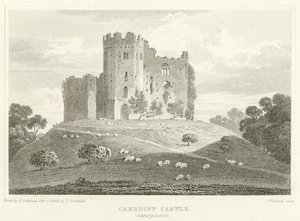 Caerdiff कैसल, Glamorganshire (उत्कीर्णन) द्वारा अंग्रेजी स्कूल