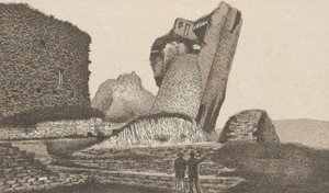 कैरफ़िली कैसल, लीनिंग टॉवर (लिथो) द्वारा अंग्रेजी स्कूल