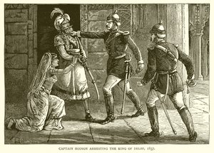 1857 में दिल्ली के राजा को गिरफ्तार करते हुए कैप्टन हॉडसन द्वारा अंग्रेजी स्कूल