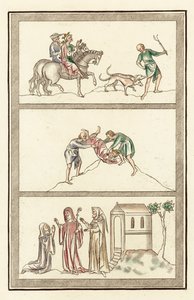 सेनेलम, मर्सिया के राजा, शिकार, राजा की हत्या, मठाधीश, नन और एंकराइट (रंगीन उत्कीर्णन) द्वारा अंग्रेजी स्कूल