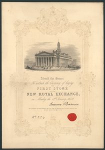 17 जनवरी 1842 को न्यू रॉयल एक्सचेंज, लंदन का पहला पत्थर बिछाने का समारोह द्वारा अंग्रेजी स्कूल