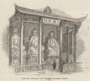 चीनी मंदिर और विशाल बुद्ध की मूर्तियाँ द्वारा अंग्रेजी स्कूल