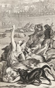 रोमन क्षेत्र में ईसाई शहीद, c.1865 (लकड़ी की नक्काशी) द्वारा अंग्रेजी स्कूल