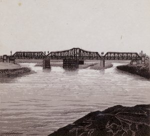 क्लेरेंस ब्रिज, कार्डिफ़ (लिथो) द्वारा अंग्रेजी स्कूल