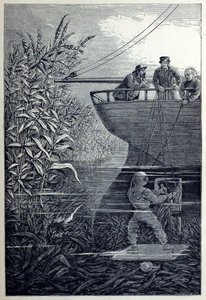 अंडर द वेव्स, या डाइविंग इन डीप वाटर्स, पब से स्क्रू को साफ़ करना। 1887. द्वारा अंग्रेजी स्कूल