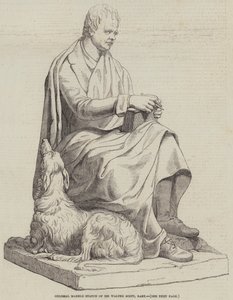 सर वाल्टर स्कॉट, बैरोनेट (उत्कीर्णन) की विशाल संगमरमर की मूर्ति द्वारा अंग्रेजी स्कूल
