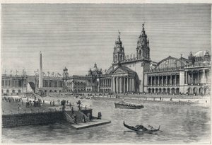 कोलंबियाई विश्व मेला या विश्व कोलंबियन प्रदर्शनी, शिकागो प्रदर्शनी 1893: मशीनरी हॉल - "" द ग्राफिक "" से उत्कीर्णन 1893 - विश्व प्रदर्शनी 1893 द्वारा अंग्रेजी स्कूल