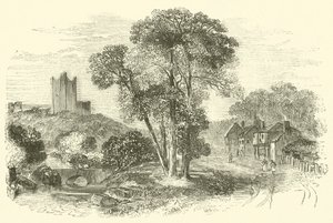 Conisborough (या Conisbourgh) कैसल (उत्कीर्णन) द्वारा अंग्रेजी स्कूल