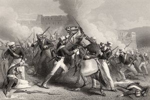 ब्रिगेडियर एड्रियन की मृत्यु 1858 में प्रकाशित &39;द हिस्ट्री ऑफ द इंडियन म्यूटिनी&39; से 15 अप्रैल, 1858 को रूडमो के किले पर हुए हमले में हुई थी। द्वारा अंग्रेजी स्कूल