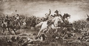 गुस्तावस एडोल्फस की मृत्यु, एचजी वेल्स द्वारा खंड 1920 इतिहास की रूपरेखा ’, १ ९ २० में प्रकाशित, चित्रण द्वारा अंग्रेजी स्कूल
