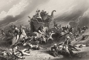 1858 में प्रकाशित &39;द हिस्ट्री ऑफ द इंडियन म्यूटिनी&39; से 1 अप्रैल 1858 को झाँसी से पहले पिस्वाद सेना की हार द्वारा अंग्रेजी स्कूल