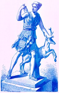 द डायना विद द हिंद, विक्टर ऑफ़ रोम का चित्रण, विक्टर ड्यूरी द्वारा, 1884 में प्रकाशित (डिजिटल रूप से बढ़ी छवि) द्वारा अंग्रेजी स्कूल