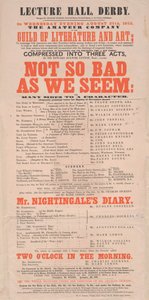 डिकेन्स प्लेबिल: नॉट बैड ऐज वी सेम एट लेक्चर हॉल, डर्बी, 25 अगस्त 1852 का कार्यक्रम