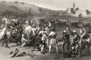 1857 में &39;द हिस्ट्री ऑफ द इंडियन म्यूटिनी&39; से 1857 में बेरहामपुर में 11 वीं अनियमित कैवलरी को नष्ट करना द्वारा अंग्रेजी स्कूल
